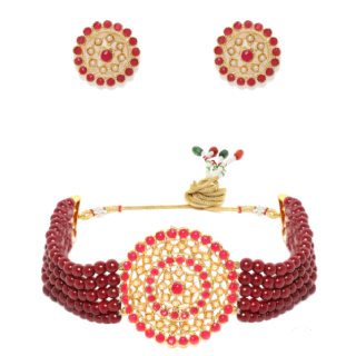 Peora Gold Plated & Red Jewellery Set at Rs.742